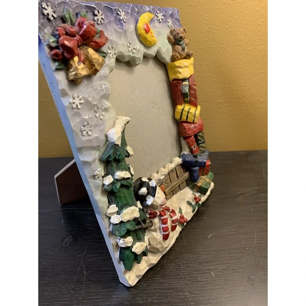 Vintage Figi Graphics Snowman Christmas Toys 4x4 Picture Frame